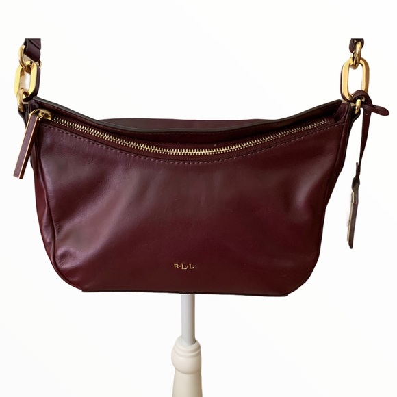 RALPH LAUREN PLUM WINE LEATHER CROSSBODY - Picture 6 of 14